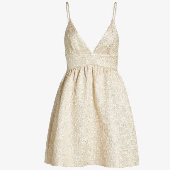 Alice + Olivia Foley Curved Waist Party Dress in Gold - Picture 9 of 11